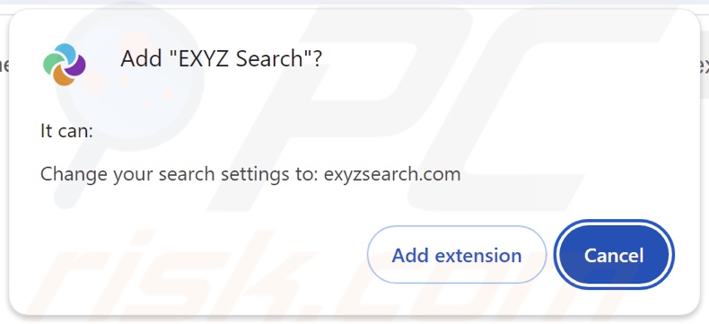 Il dirottatore del browser EXYZ Search chiede le autorizzazioni