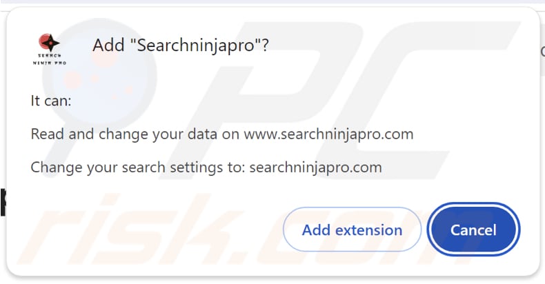 Il dirottatore del browser Searchninjapro chiede autorizzazioni