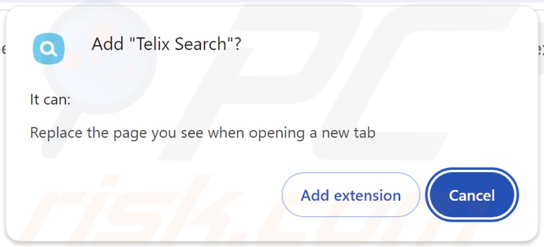 Il dirottatore del browser Telix Search chiede le autorizzazioni