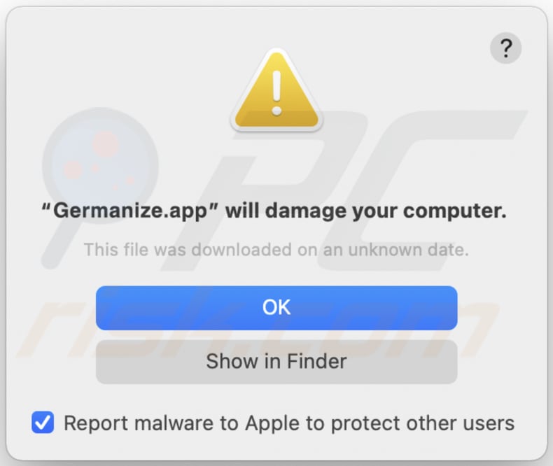 Germanize.app avviso adware