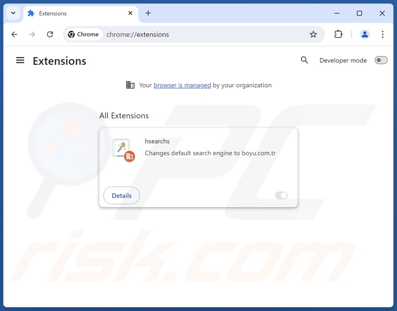 Rimozione dell'estensione canaglia hsearchs di Google Chrome