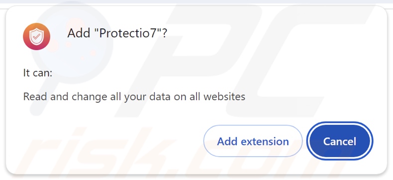 Il dirottatore del browser Protectio7 chiede le autorizzazioni