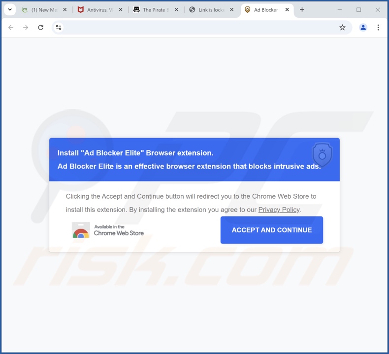 Promozione del sito web Ad Blocker Elite adware