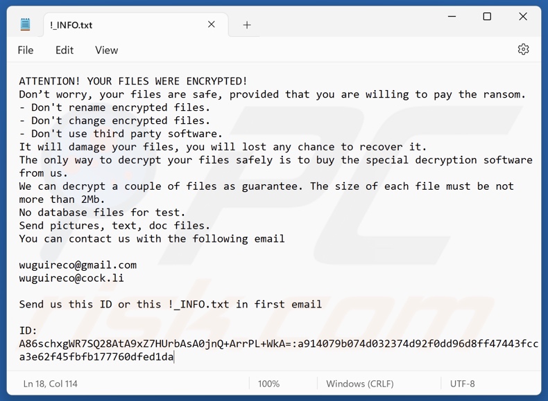 Bixi ransomware nota di riscatto (!_INFO.txt)