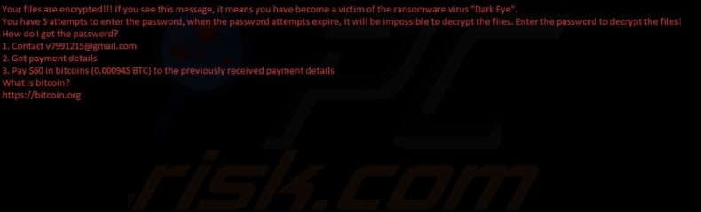 Dark Eye ransomware carta da parati