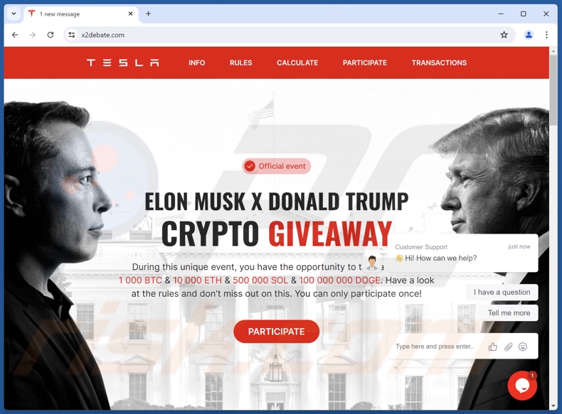 Elon Musk X Donald Trump Crypto Giveaway truffa