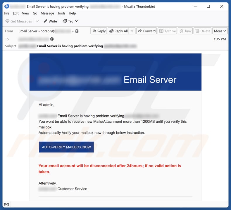 Email Server campagna di spam via e-mail