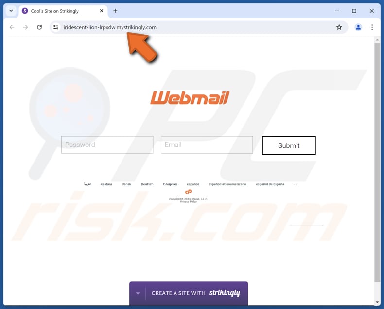 Email Server truffa sito web di phishing