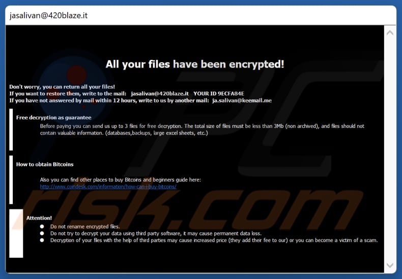 Ior ransomware nota di riscatto (messaggio pop-up)