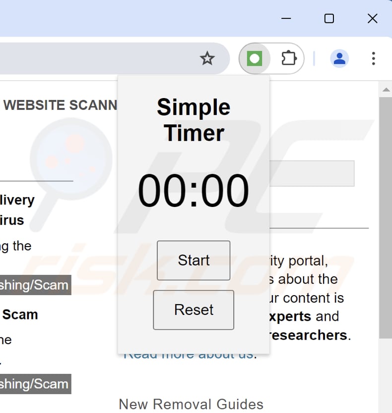 JsTimer Timer di estensione indesiderata