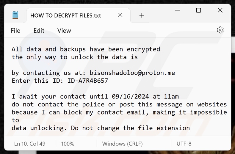 Nota di riscatto del ransomware Shadaloo (HOW TO DECRYPT FILES.txt)