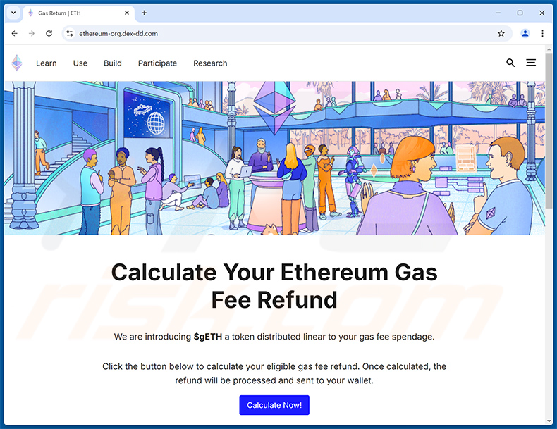 Ethereum Gas Fee Refunds sito web del drenaggio (ethereum-org.dex-dd[.]com)