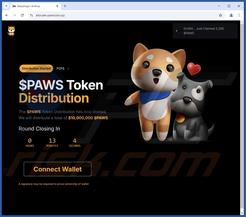 $PAWS Token Distribution truffa