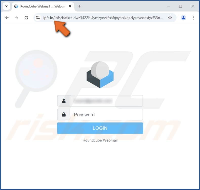 Roundcube - Unusual Login Attempt pagina di phishing per le truffe via e-mail