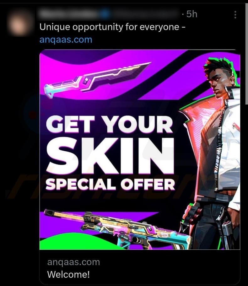 Valorant Skin Giveaway promuove X post