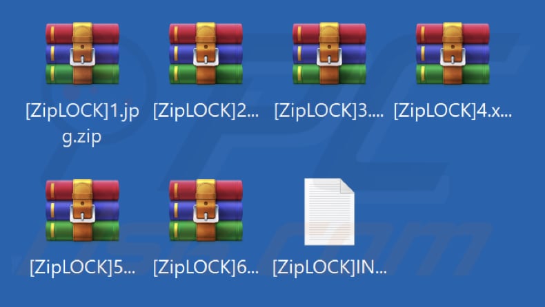 File archiviati dal ransomware ZipLOCK (estensione .zip)