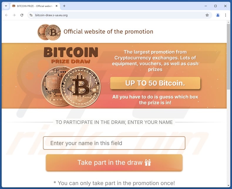 Bitcoin Prize Draw truffa