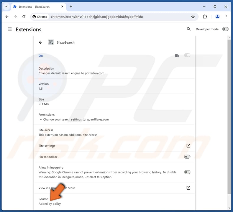 BlazeSearch browser hijacker descrizione