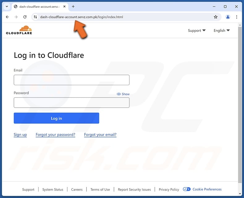 Cloudflare - Important Account Update e-mail truffa promossa sito di phishing