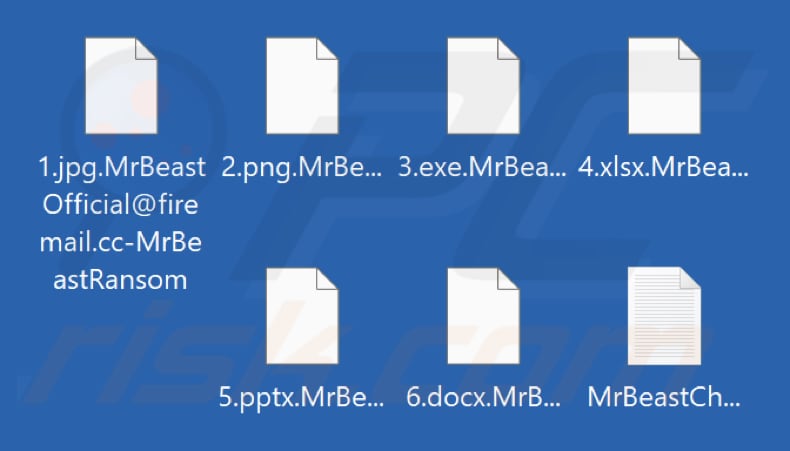 File criptati dal ransomware MrBeast (estensione .MrBeastOfficial@firemail.cc-MrBeastRansom)