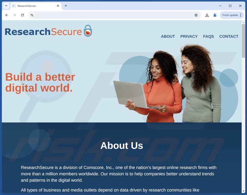 Sito web utilizzato per promuovere ResearchSecure PUA