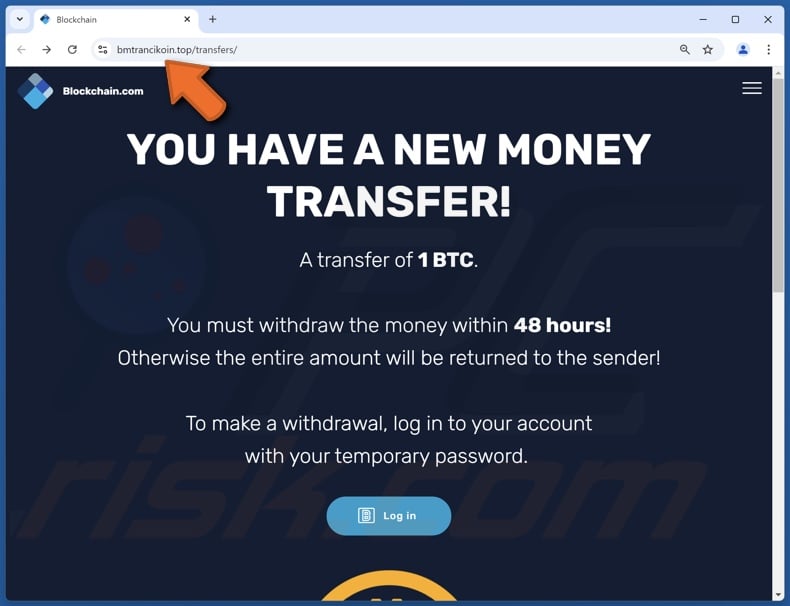 Blockchain.com Money Transfer truffa