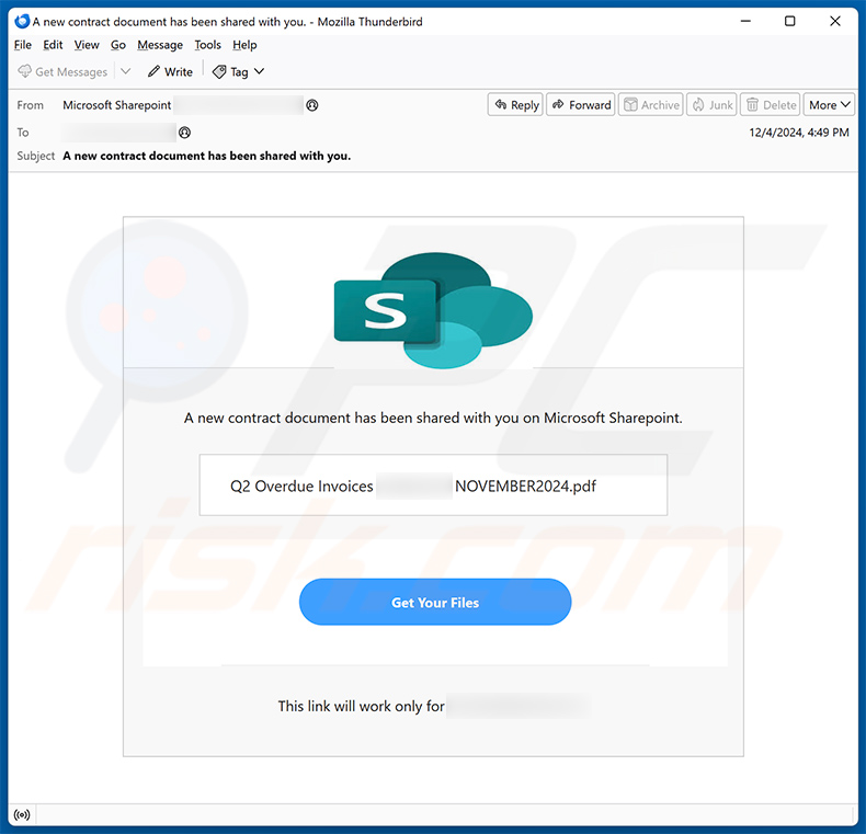 Un nuovo documento contrattuale è stato condiviso con voi su Microsoft Sharepoint