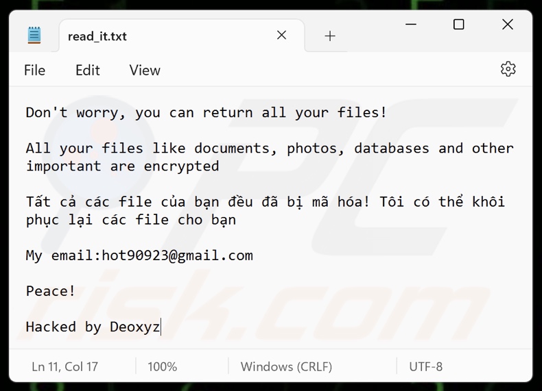 Deoxyz ransomware nota di riscatto (read_it.txt)