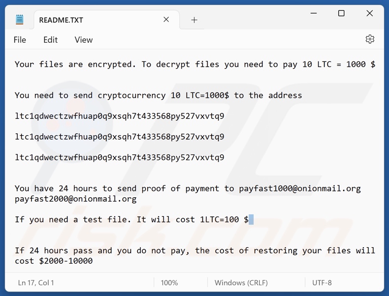 GURAM ransomware nota di riscatto (README.txt)