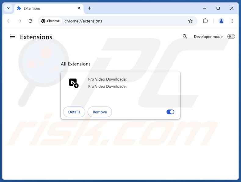 Rimozione degli annunci di Pro Video Downloader da Google Chrome passo 2