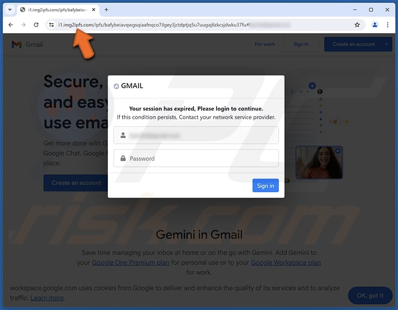 Storage Space Running Low Email Sito web di scam phishing