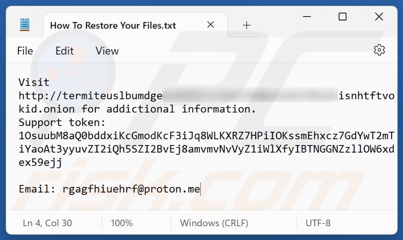 Termite ransomware file di testo (How To Restore Your Files.txt)