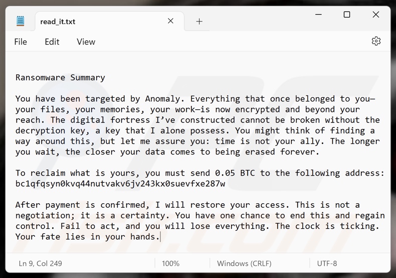 Anomaly ransomware nota di riscatto (read_it.txt)