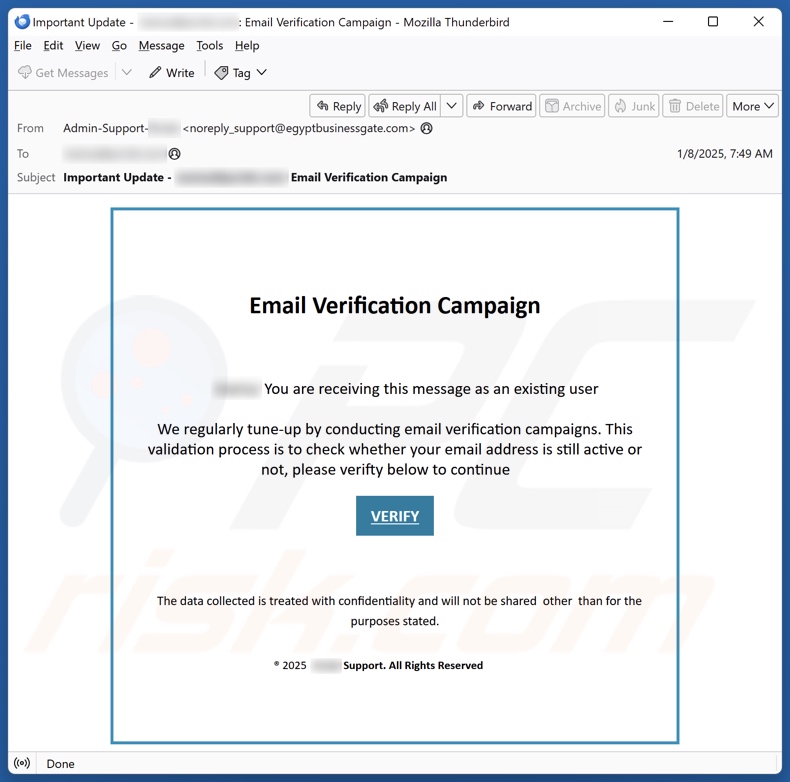 Email Verification Campaign campagna di spam via e-mail