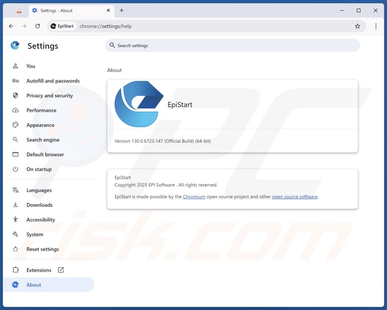 EpiStart (EpiBrowser) applicazione indesiderata