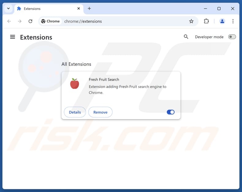 Rimozione delle estensioni di Google Chrome correlate a freshfruittab.com