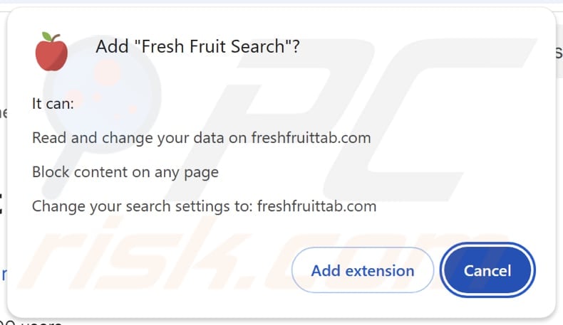 Fresh Fruit Search è un dirottatore del browser che chiede le autorizzazioni