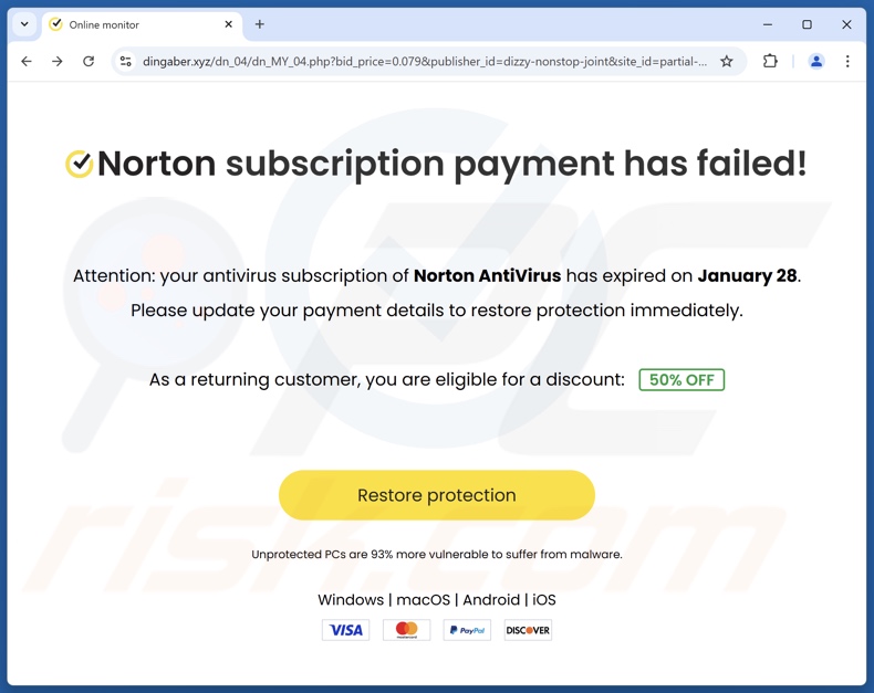 Norton Subscription Payment Has Failed truffa