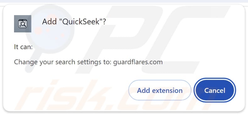 QuickSeek browser hijacker richiesta di permessi