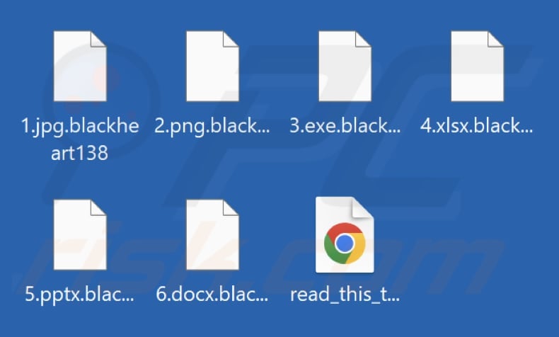 File crittografati dal ransomware BlackHeart (estensione blackheart138)