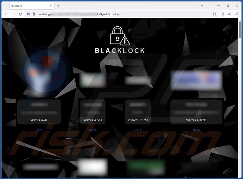 BlackLock ransomware sito web per la divulgazione dei dati