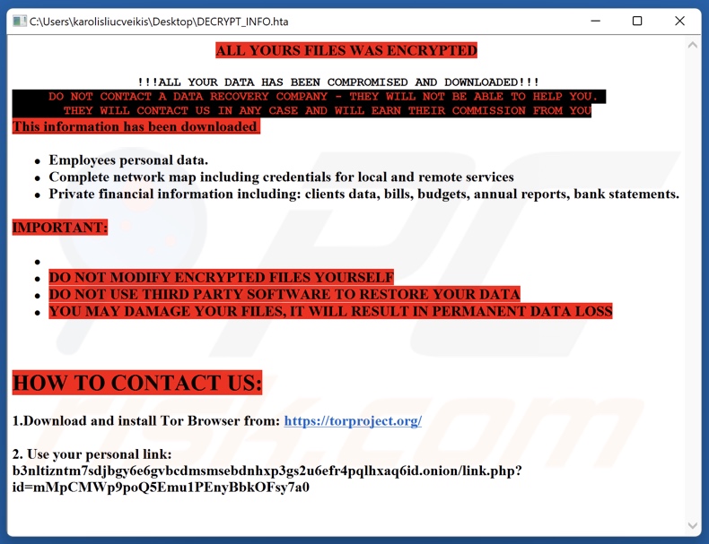 CmbLabs ransomware nota di riscatto (DECRYPT_INFO.hta)