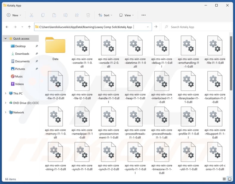 Kotalq App cartella di installazione dell'applicazione indesiderata