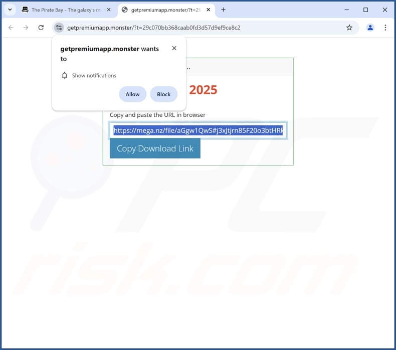 Sito web utilizzato per promuovere Kotalq App PUA (getpremiumapp[.]monster)