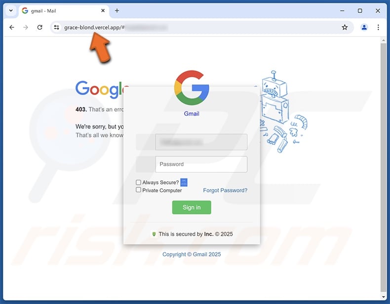 Login From A New Device e-mail truffa promossa sito di phishing