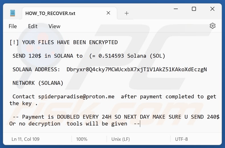 SpiderParadise file di testo ransomware (HOW_TO_RECOVER.txt)