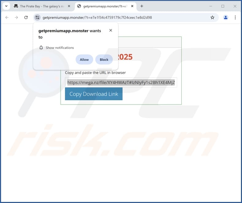 Sito web utilizzato per promuovere Tisiqo App PUA