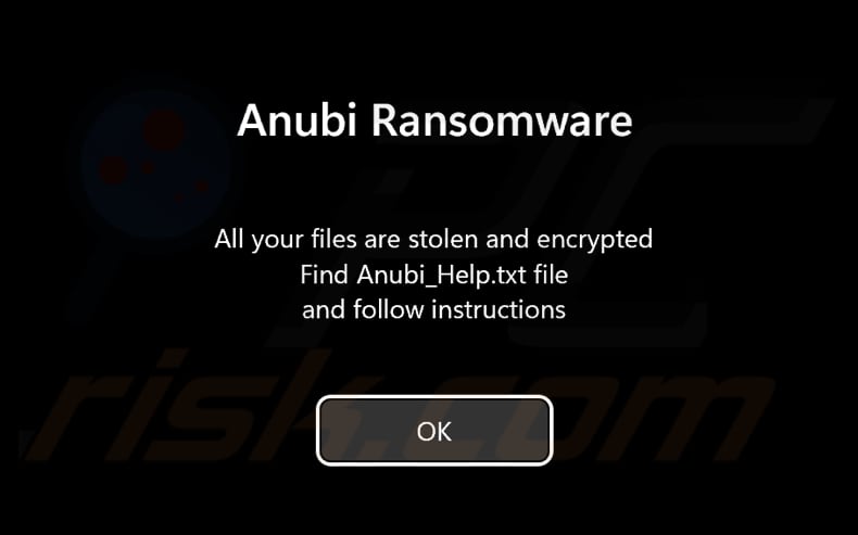 Anubi ransomware schermata di pre-login