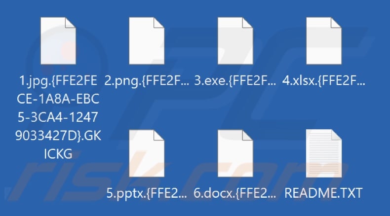 File criptati dal ransomware GKICKG (estensione .{victim's_ID}.GKICKG)