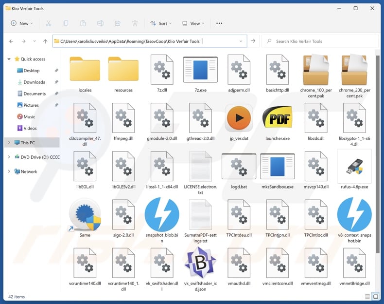 Klio Verfair Tools cartella di installazione dell'applicazione indesiderata